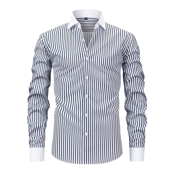 Long Sleeve Striped Button Down Shirts For Men Summer Vacation Smart Casual Office Travel Dinner Weekend Daily Wear Smart Casual Easy Outfit Breathable Comfort Travel Friendly