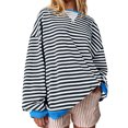 thumbnail image 1 of Long Sleeve Striped Print Women Loose Casual Hoodies Sweatshirt, 1 of 5