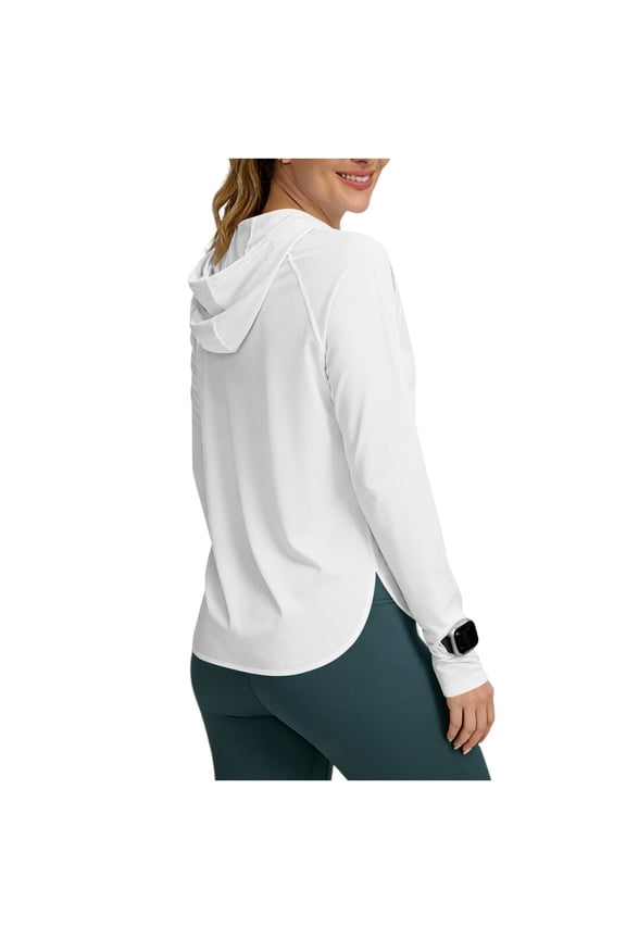 Long Sleeve Sun Protection Tops for Women Stretchy Quick Dry 40+ UPF UV Tees Summer Running Athletic Clothes