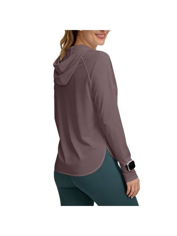 Long Sleeve Sun Protection Tops for Women Stretchy Quick Dry 40+ UPF UV Tees Summer Running Athletic Clothes