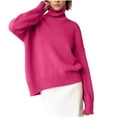 thumbnail image 1 of Long Sleeve Sweater Women's Casual Solid High Neck Pullover Basic Outfits, 1 of 8