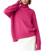 Long Sleeve Sweater Women's Casual Solid High Neck Pullover Basic Outfits