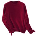 thumbnail image 1 of Long Sleeve Sweater with Ribbed Bows Tie Detail Winter Warm Pullover Color Knitwear Fashionable Knit Top for Women, 1 of 9