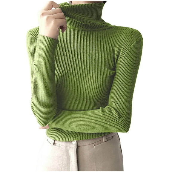 Long Sleeve Sweaters for Women Pullover Fashion Basic Fall Clothes Casual 2025 Winter Clothing Comfort Shirts Outdoor Outfits High Neck
