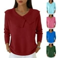 thumbnail image 1 of Long Sleeve Sweaters for Women Shawl Collar Knit Top Casual Loose Pullover Pink L, 1 of 5