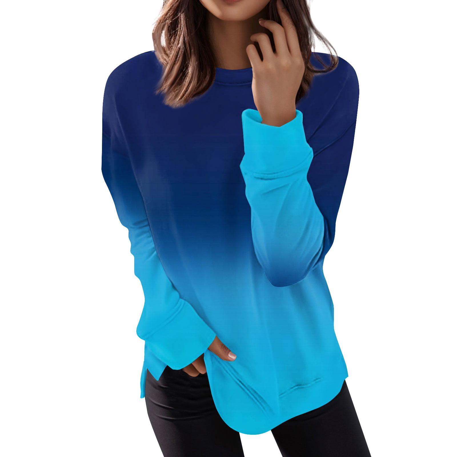 Women's Oversized Patchwork Sweatshirt Dress – Long Sleeve, Crewneck, Cozy Pullover For Fall