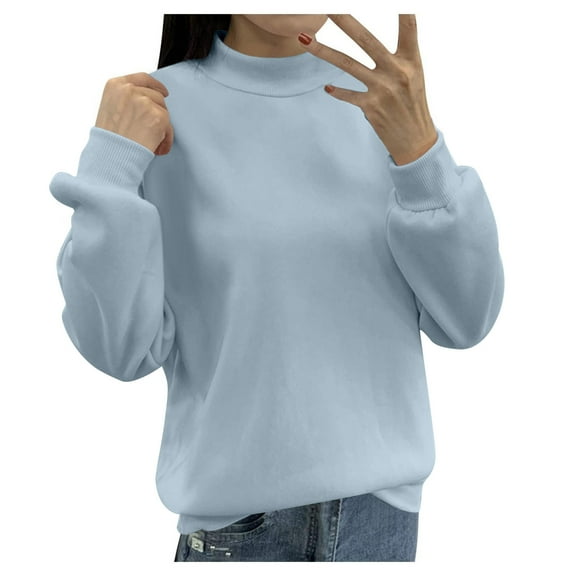 Long Sleeve Sweatshirt For Women Fleece Lined Small Turtleneck Loose Casual Crew Neck Solid Color Graphic Hoodies Pullover Winter Pullover Jumper Tops