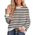 Long Sleeve Sweatshirt for Women Ribbed Knit Pullover Tops Round Neck