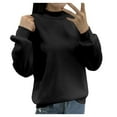 thumbnail image 1 of Long Sleeve Sweatshirt For Women Trendy Lined Small Turtleneck Loose Casual Crew Neck Solid Color Graphic Hoodies Pullover Tops Clothes With Pocket, 1 of 3