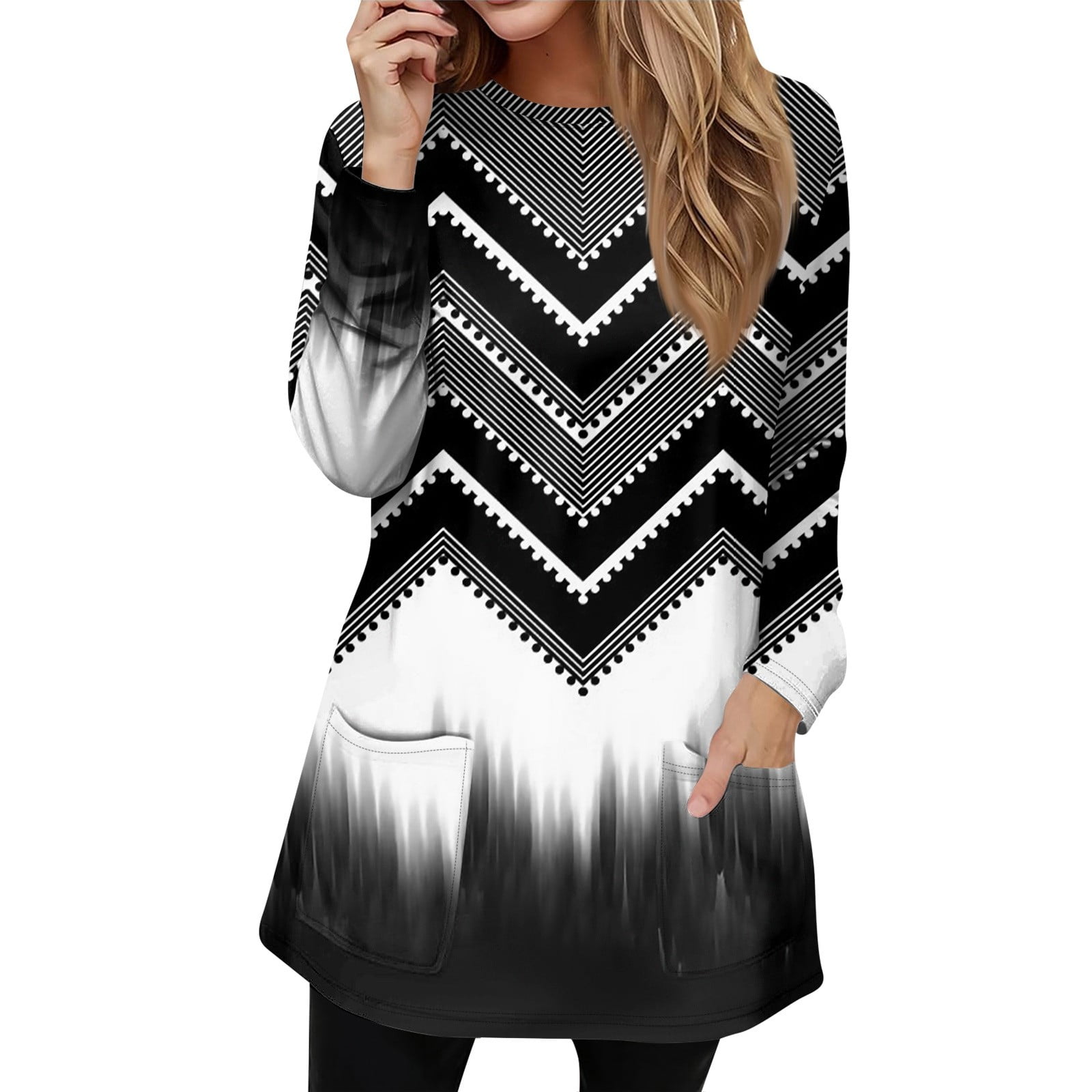 Long Sleeve Sweatshirt for Women Tunic Tops for Leggings with Pockets