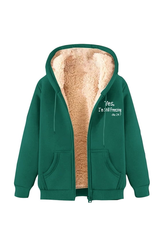 Long Sleeve Sweatshirt for Women's Fleece Lined Zip Up Hoodie Jacket Cozy Warm Coat