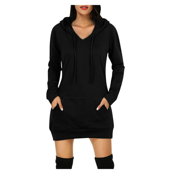 Long Sleeve Sweatshirts Hoodies for Womens Winter Fall Clothes Lightweight Blouse Pockets Dress Tops