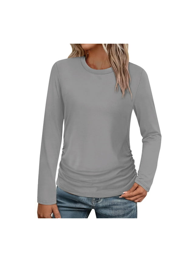 Long Sleeve Sweatshirts for Women Casual Winter Clothing Comfort Outdoor Fashion Fall Clothes Crewneck Shirts 2025 Basic Pullover Outfits
