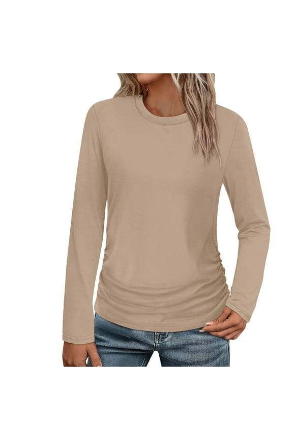 Long Sleeve Sweatshirts for Women Casual Winter Clothing Comfort Outdoor Fashion Fall Clothes Crewneck Shirts 2025 Basic Pullover Outfits