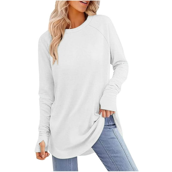 Long Sleeve Sweatshirts for Women Fashion Basic Crewneck Comfort Shirts Outdoor Outfits Casual Pullover Fall Clothes 2025 Winter Clothing