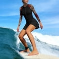 thumbnail image 1 of Long Sleeve Swimdress for Women Padded Rash Guard One Piece Swimsuits with Shorts Zip Front Bathing Suits Color Block Pattern Tummy Control Athletic Swimwear, 1 of 9