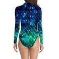 thumbnail image 1 of Long Sleeve Swimsuit for Women Scale Print High Neck Bathing Suit Full Coverage Rash Guard Sun Protection Athletic Swimwear for Beach, 1 of 4