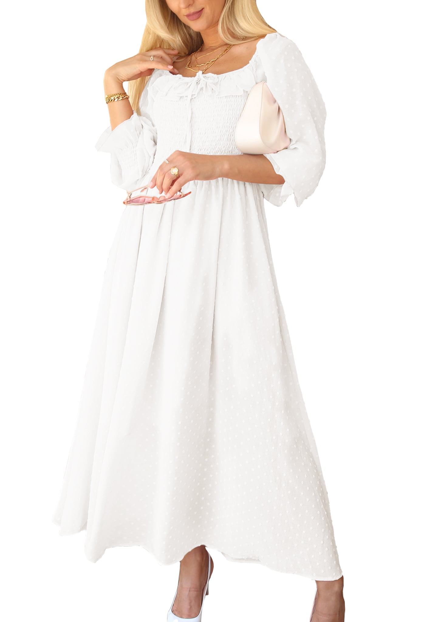 long sleeve postpartum dress Ofenbuy Women's Long Sleeve Maternity Dress Square Neck Swiss Dot Casual Loose Short Dresses Apricot at Amazon Women's Clothing store