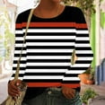 thumbnail image 1 of Long Sleeve T Shirt Fashion Casual Striped Tops for Women Crew Neck Slim Fitted Going Out Tops Y2K Outfits 2025 Orange XXXL, 1 of 5
