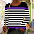 thumbnail image 1 of Long Sleeve T Shirt Fashion Casual Striped Tops for Women Crew Neck Slim Fitted Going Out Tops Y2K Outfits 2025 Purple S, 1 of 5