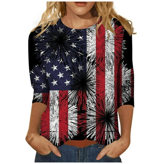 Long Sleeve T Shirt Halloween Costumes for Women Blouses for Women Casual 4Th Of