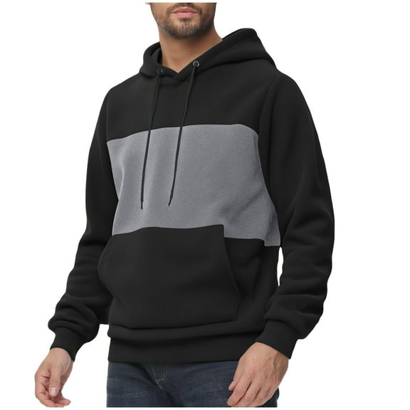 Long Sleeve T Shirt Men Mens Fashion Hooded Jerseys Long Sleeve Contrast Color Hip-Hop Sweatshirt Hoodies