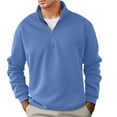 thumbnail image 1 of Long Sleeve T Shirt Men V Neck Knit Po|os Lightweight Casual Pullover Sweater Comfy Breathable Soft Fabric Fall Clothes (Sky Blue-e, M), 1 of 6