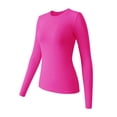 thumbnail image 1 of Long Sleeve T-Shirt for Women Under 20$, Pink Long Sleeve Tee Girls Baberdicy Women's Spring And Autumn Leisure Loose Fit Tight Elastic Solid Long Sleeve Round Neck T Shirt Top, 1 of 4