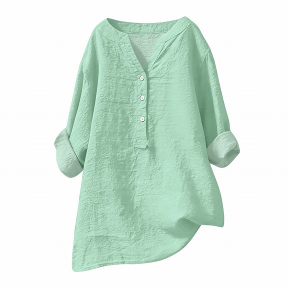Long Sleeve T Shirt Women V Neck Button Down Short Sleeve Casual Basic Trendy Tops