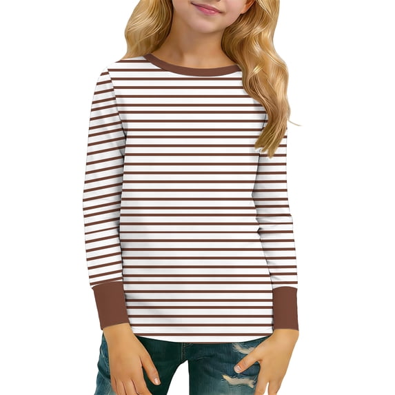 Long Sleeve T-Shirt for Boys Horizontal Striped Pattern Crew Neck Contrast Cuffs Kids Daily School Casual Comfort Fall Tops for Teen