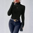thumbnail image 1 of Long Sleeve T-Shirt for Women Ribbed Knit Turtleneck Slim Fit Sweater Top, Stretchy Casual Pullover for Fall Winter, 1 of 5