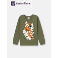 thumbnail image 1 of Long Sleeve T-Shirt with (Jumping Tiger) Applique embroidery - Olive, 1 of 11