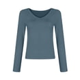 thumbnail image 1 of Long Sleeve T Shirts For Women Solid Color V Neck Hot Girl Slim Blouse Dressy Casual Women Tops, 1 of 4
