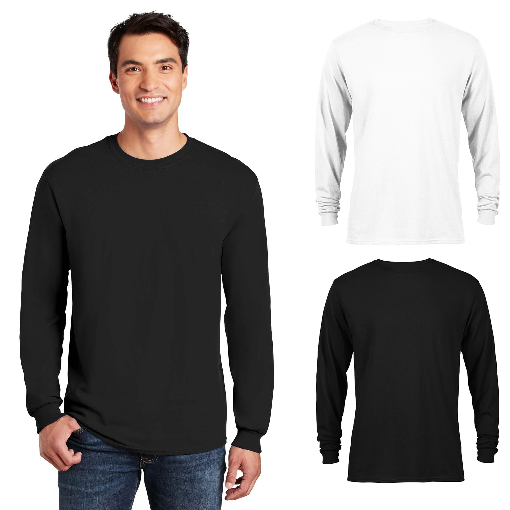 Long-Sleeve T-Shirts - Value Black T-Shirts - White T-Shirts - Mens plain  tee - Radyan Minimalist Cotton Casual Classic Solid color tees - Affordable  round neck Minimalist T-shirt. 