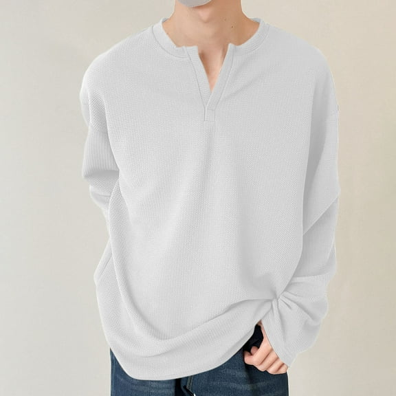 Long Sleeve T Shirts for Men Casual V Neck Tshirts Shirt Mens Pullover Solid Color Comfort Basic Going Out Loungewear Tees Tops