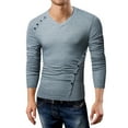 thumbnail image 1 of Long Sleeve T Shirts for Men Pullover V Neck Tshirts Shirt Mens Casual Solid Color Stretchy Slim-Fit Basic Going-Out Loungewear Tees Tops, 1 of 8