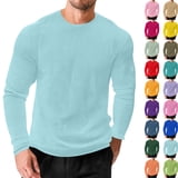 T Sprang Long Sleeve T-Shirts for Men Waffle Knit Crewneck Loose Solid Color ...