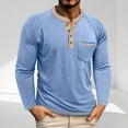 thumbnail image 1 of Long Sleeve T Shirts for Men with Pocket Button Crewneck T-Shirts Mens Casual Color-Block Pullover Relaxed Going Out Loungewear Tees Tops, 1 of 8