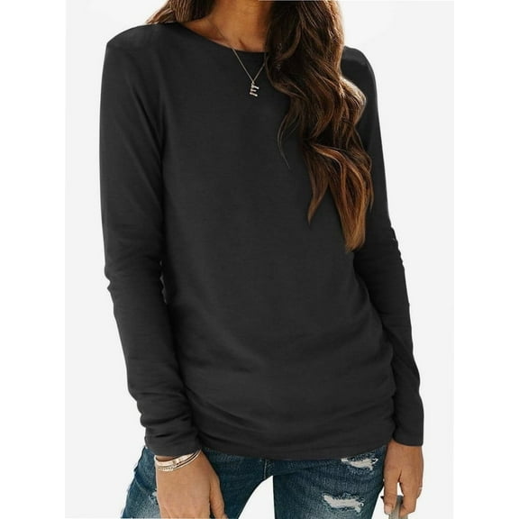 Long Sleeve T Shirts for Women Loose Fit, Crewneck Womens Long Sleeve Tops Casual Trendy Lightweight Basic Tee Tops