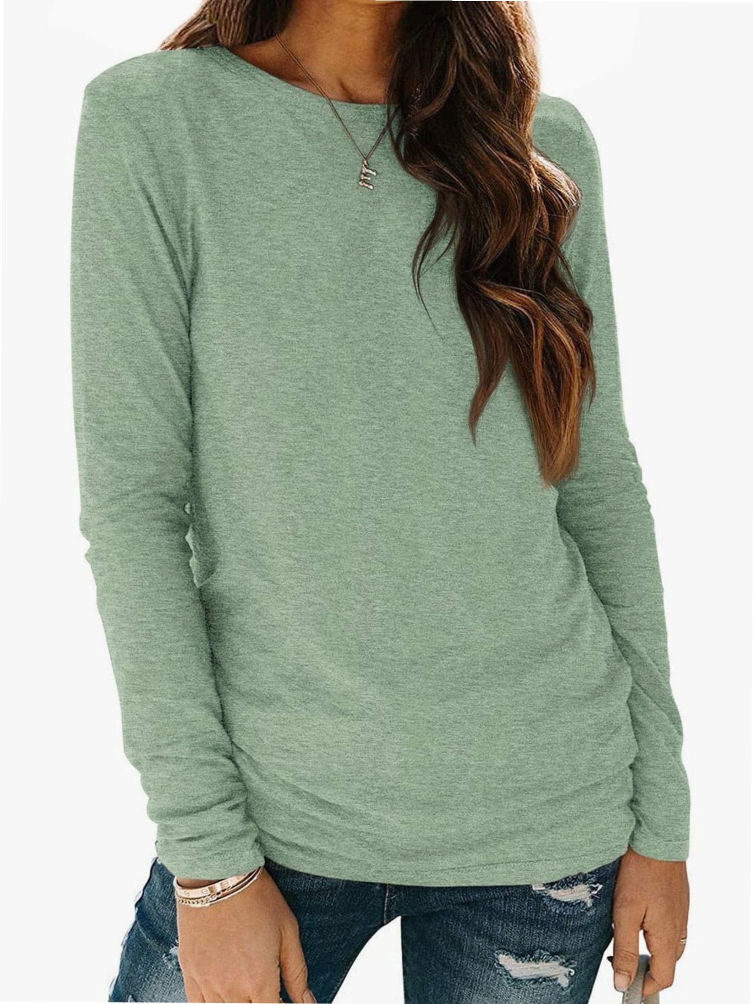 Long Sleeve T Shirts for Women Loose Fit, Crewneck Womens Long Sleeve ...