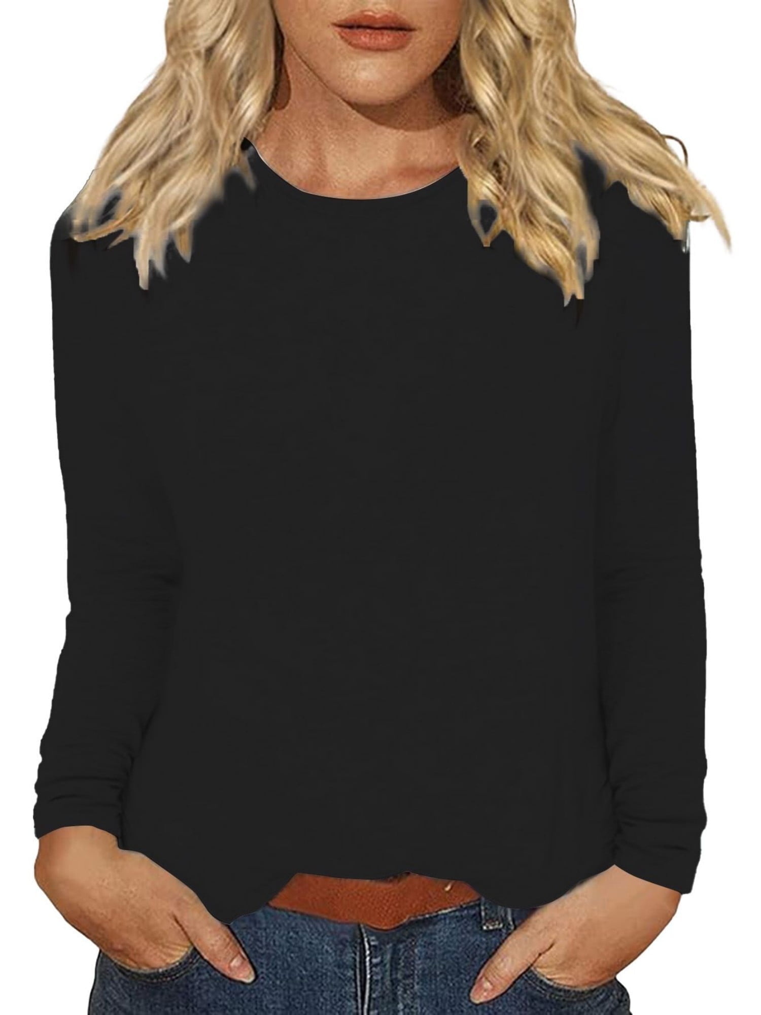 Long Sleeve T Shirts for Women Loose Fit, Crewneck Womens Long Sleeve ...