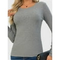 thumbnail image 1 of Long Sleeve T Shirts for Women Ribbed Knit Basic Tops Casual Slim Fitted Tee Tshirts, 1 of 1