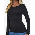 thumbnail image 1 of Long Sleeve T Shirts for Women Ribbed Knit Basic Tops Casual Slim Fitted Tee Tshirts, 1 of 4
