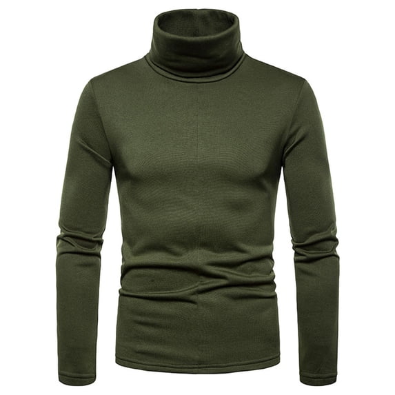Long Sleeve Tee Shirts for Men Slim Fit Turtleneck Pullover Basic Tops Cotton Blend Thermal Sweater Fleece Sweatshirts Lightweight Casual T-Shirt