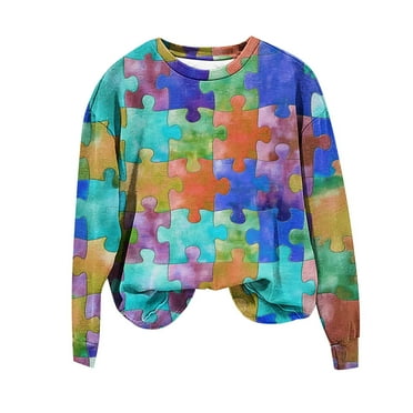 Long Sleeve Tee Shirts for Women Colorful Graphic Shirt Casual Crewneck Sweatshirts Lightweight Blouses Pullover Tops