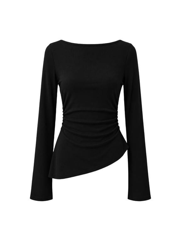 Long Sleeve Thermal Base Layer Shirt Crewneck Athletic Top for Women Outdoor Training Running Compression Tee Soft Stretch Activewear for Fall Winter Workout