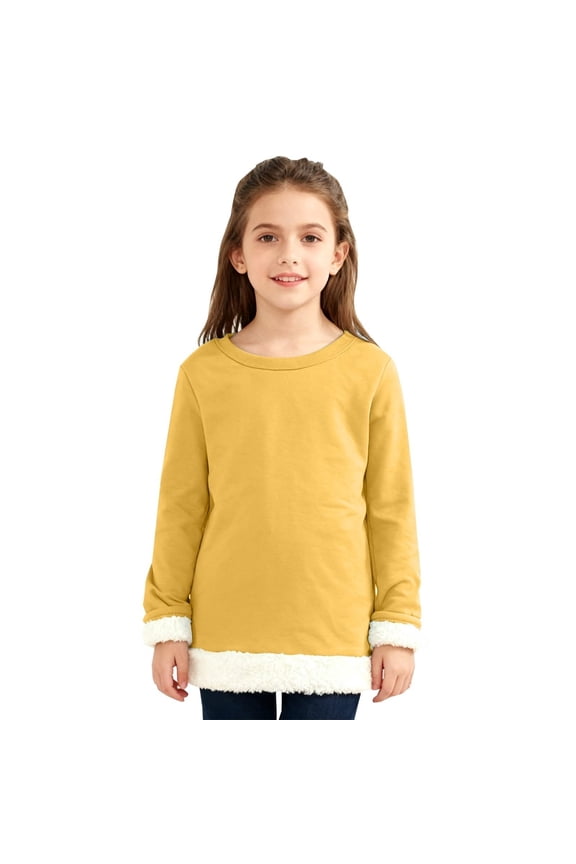 Long Sleeve Thermal Shirts for Girls â -Lined, Warm Mid-Length Base Layer, Soft Knit Fitted Tee, Comfortable Winter Layering Piece for Kids