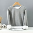 thumbnail image 1 of Long Sleeve Thermal Shirts for Women Fleece Lined Crew Neck Long Sleeve Pullover Tops Comfy Soft Sleepwear New Gray L, 1 of 3