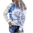 thumbnail image 1 of Long Sleeve Tie-dye Printed Hooded Sweatshirts for Women Drawstring Kangaroo Pocket Spring Fall Trendy Tops, 1 of 4
