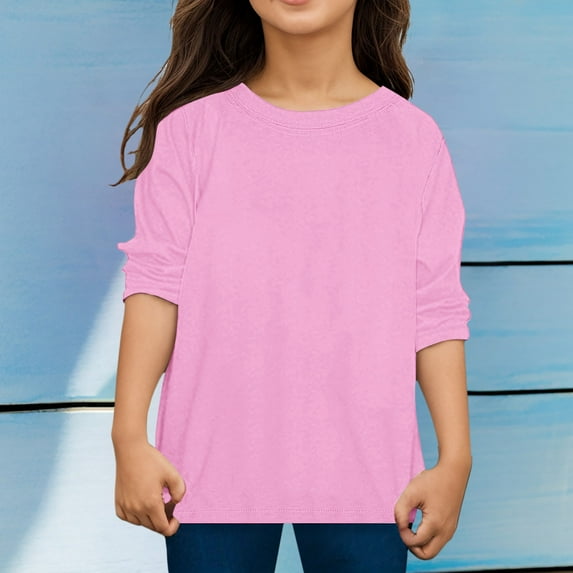 Long Sleeve Toddler Shirt Toddler Basic Tee Crewneck Tee Tops Kids Solid Color Toddler Pullover for Little Boys Girls 3-4 Years